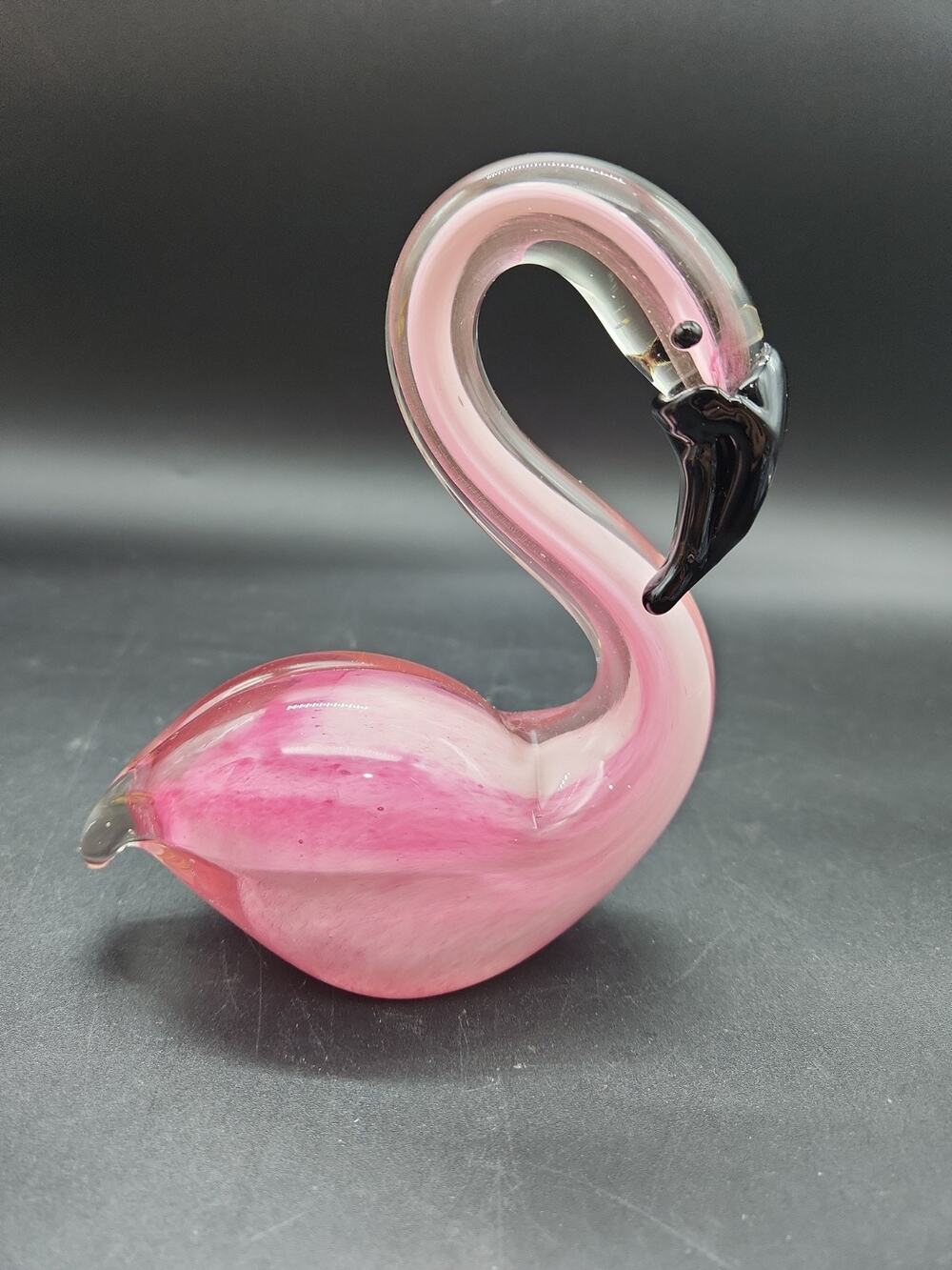 Pink Flamingo Art Glass Murano Style 6" Figurine
